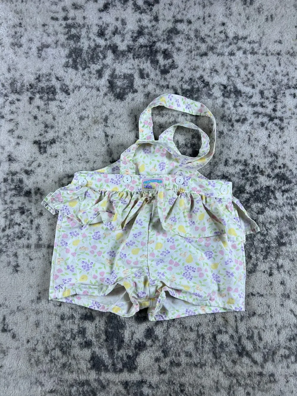 80's Vintage Floral Oshkosh B'gosh Shortalls 100% cotton Size 2T Fruit